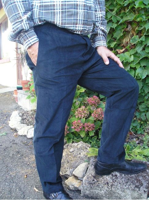 pantalon velours ras marine sénior