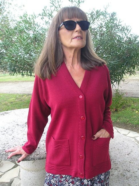 Pull Cardigan Femme Vintage Rayé Bleu Et Blanc - Manches Courtes Avec Noeud Papillon - Style Rétro